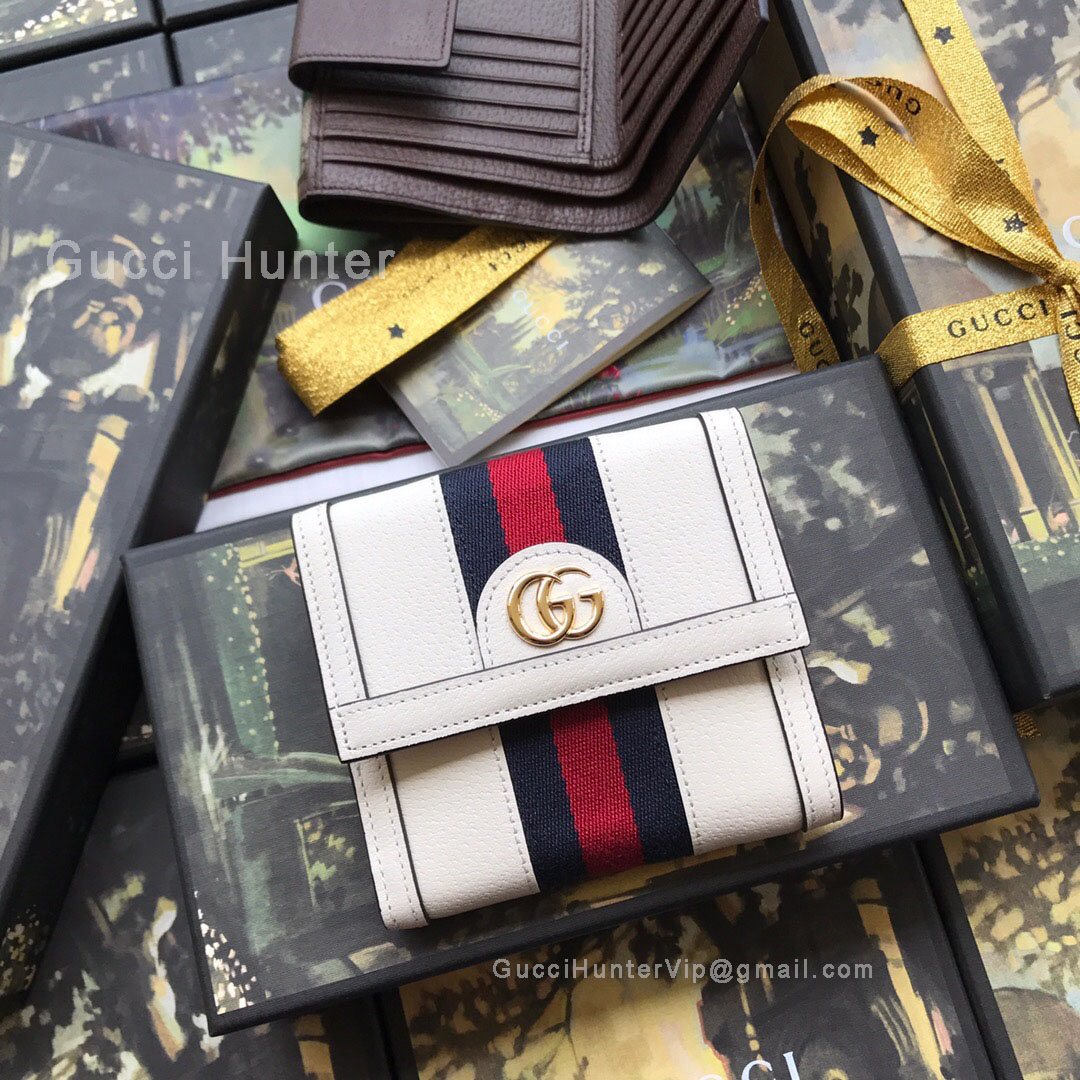 Gucci Ophidia GG French Flap Wallet White 523173